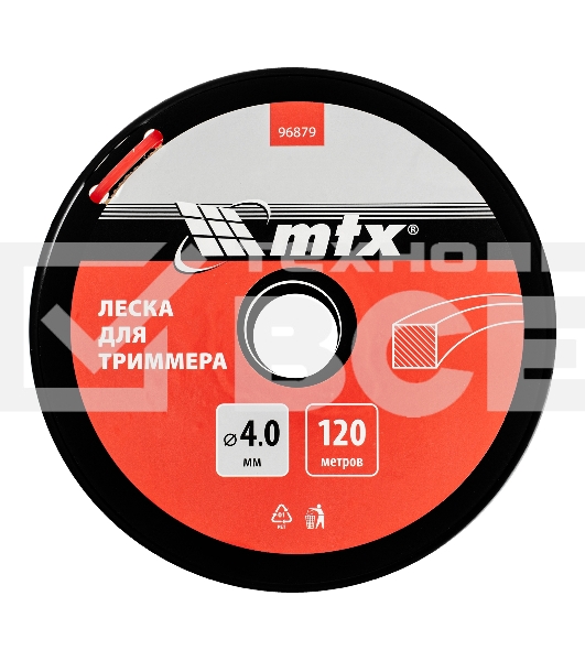 Леска для триммера квадрат 4,0 мм х 120 м, на катушке MTX