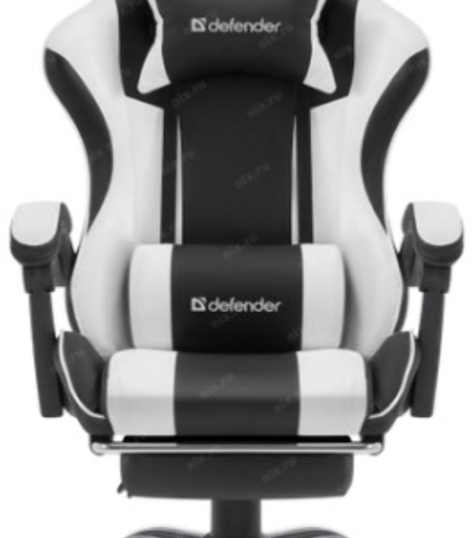 Кресло игровое Defender TIOS черный/белый, PU 64055