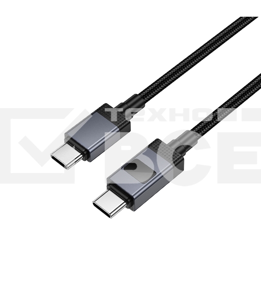 Кабель USB2.0 Hoco Type-C/Type-C, 3А, 60Вт, с дисплеем, X118, 1м, черный, коробка