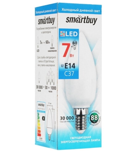Лампа светодиодная Smartbuy 7W/6000/E14 (SBL-C37-07-60K-E14)