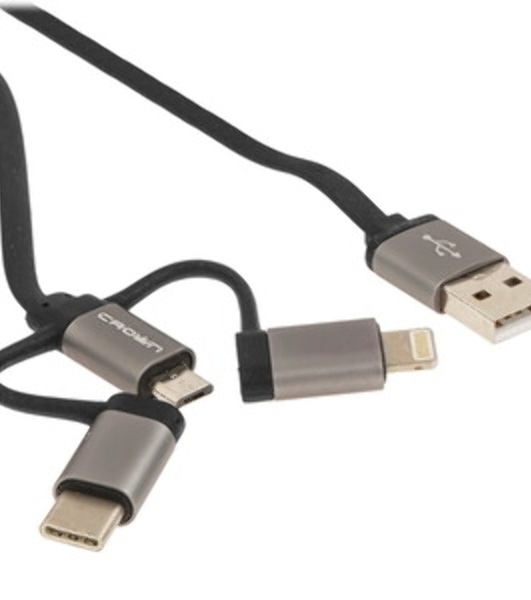 Кабель Crown USB - Lightning CMCU-012L черный