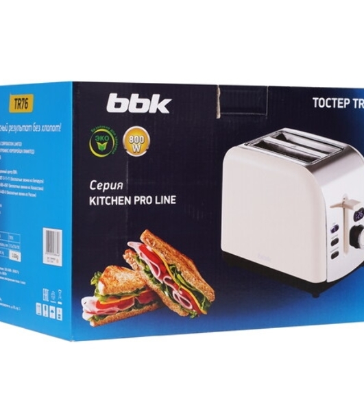 Тостер BBK TR76 кремовый, 800 Вт, 2 слота