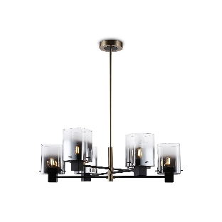 Люстра Ambrella light LH57041/6 BK/DBS/SM черный/темная латунь/дымчатый E14/6 max 40W D690*690