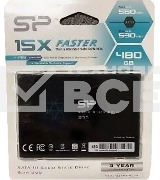 Накопитель SSD Silicon Power Slim S55, 480Gb, SATA, 2.5