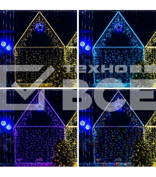 Гирлянда Нить 10м, 100 LED, цвет: RGB. свечение с динамикой  (при использовании контроллера), 230 В