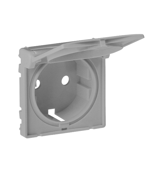 Лицевая панель розетки 2К+З с крышкой.Алюминий