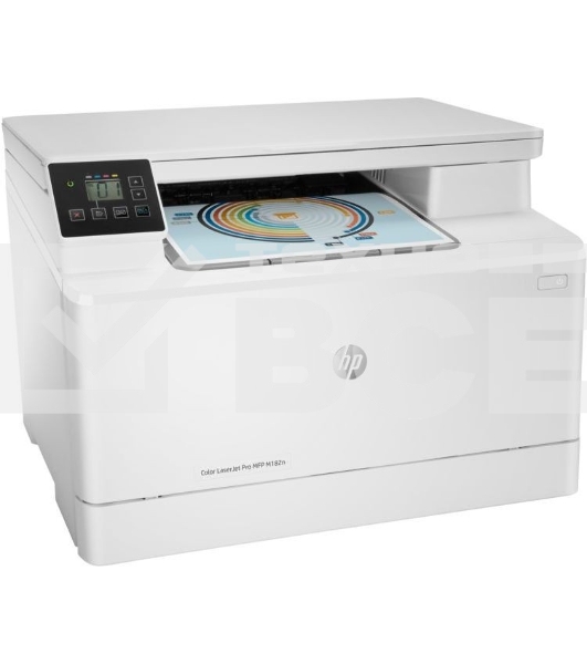 МФУ лазерный HP Color LaserJet Pro MFP M182n (7KW54A), A4, цветной, печ. до 16 стр/мин., 600 x 600 dpi (печать) 1200x1200dpi (скан.), USB, RJ-45, Air Print, Mopria