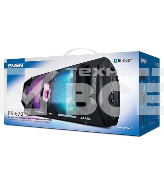 Мобильные колонки Sven PS-670 2.0 чёрные 2x32.5W  Bluetooth