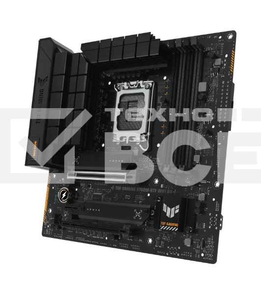 Материнская плата ASUS TUF GAMING B760M-BTF WIFI D4, LGA 1700, Intel B760, 4xDDR4, 4xSATA, 3xM.2, 1xPCIe 5.0 x16, 1xPCIe 4.0 x4, 1xPCIe x1, 1xUSB-A 3.2 Gen 2, 2xUSB-A 3.2 Gen 1, 4xUSB 2.0, 1xUSB-C 3.2 Gen 1, 1xUSB-C 3.2 Gen 2, 1x2.5Gb LAN, 3x3.5 мм, 7.1, 