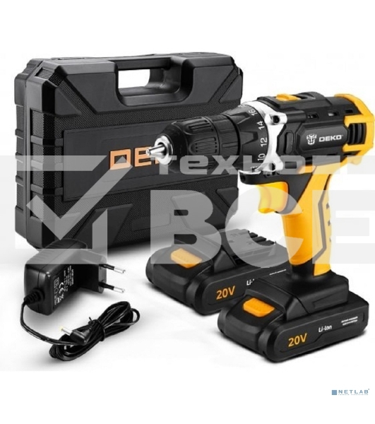 Дрель-шуруповерт Deko DKCD20FU-Li 063-4093, Аккумуляторная, 20 В, Кейс