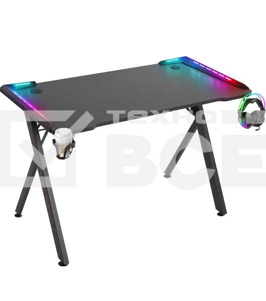 Стол игровой Defender Gamer RGB,подвес круж+гарн.,черн,120
