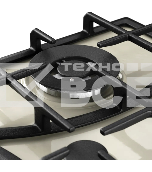 Варочная поверхность Kuppersberg FS 610 C Bronze, газ, Classic, 61 см, автоматический электроподжиг, газ-контроль, SABAF конфорки, чугунные решетки, цвет бежевый, цвет фурнитуры бронзовый