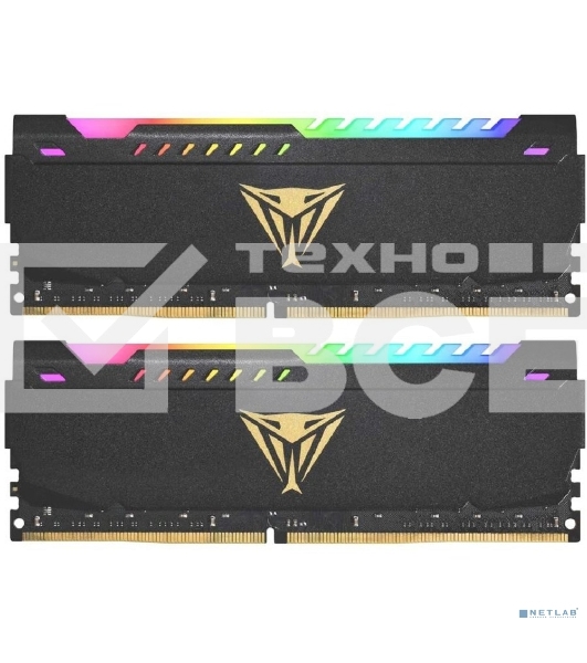 Оперативная память Patriot Viper Steel, DDR4, 16GB (2x8GB), 3200MHz, CL18, DIMM, с радиатором, RGB, черный