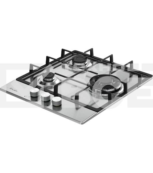 Газовая варочная панель Monsher High-Tech, 44 см, автоматический электроподжиг, газ-контроль, форсунки под сжиженый газ, SABAF конфорки, чугунные решетки, нержавеющая сталь
