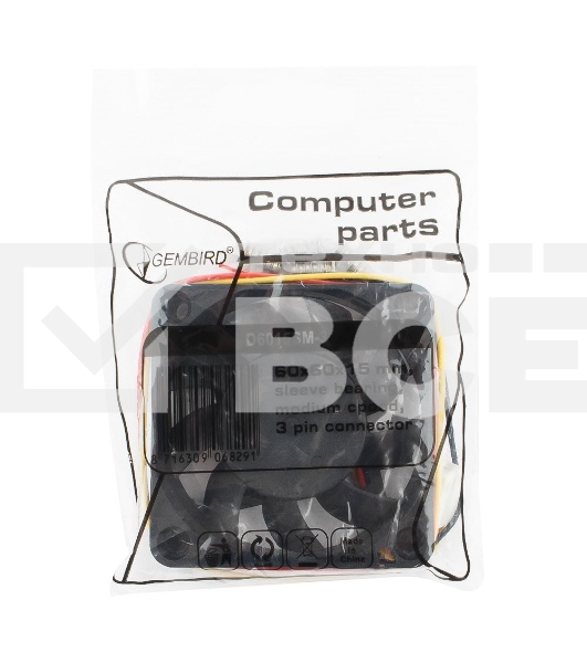 Вентилятор для корпуса Gembird D6015SM-3 черный, 60 мм, 4000 об/мин, 25 дБ, 3 pin
