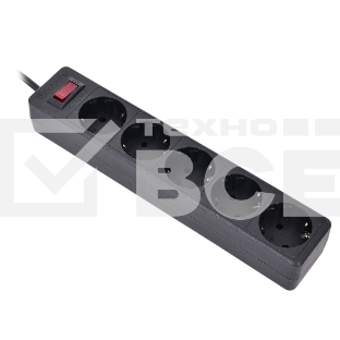 Сетевой фильтр Defender ES, 5.0 м, 5 розеток, черный