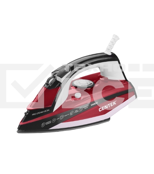 Утюг Centek CT-2344 RED 2400Вт, керамическая подошва, мощный паровой удар, самоочистка, 330мл