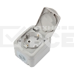 Розетка одноместная Kranz Mini OG IP54, с заземлением, о/у, серая, фото4