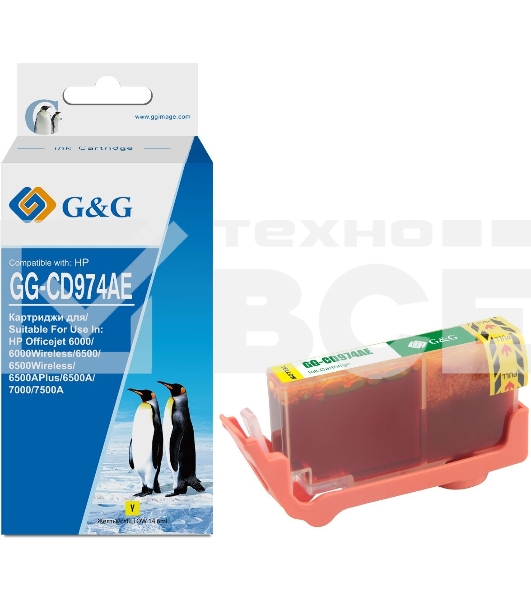Картридж струйный G&G GG-CD974AE желтый (14.6 мл) для HP Officejet 6000/6500/6500A/7000/7500A