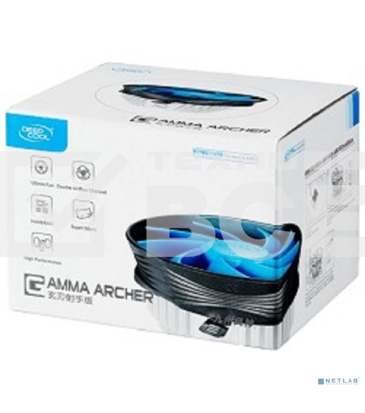 Кулер для процессора DEEPCOOL GAMMA ARCHER синий, 120 мм, алюминий, 1600 об/мин, 26.1 дБ, 3 pin, 95 Вт, 65.5 мм