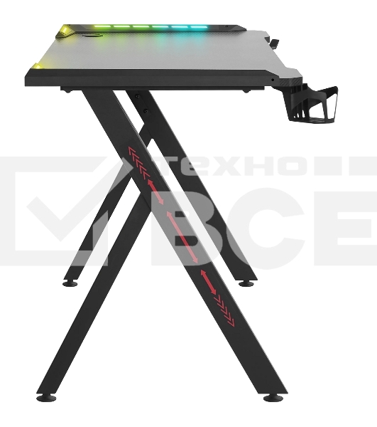 Стол игровой Defender Gamer RGB,подвес круж+гарн.,черн,120