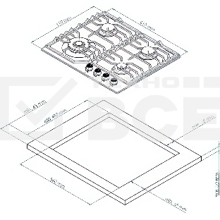 Варочная поверхность Kuppersberg FS 610 C Bronze, газ, Classic, 61 см, автоматический электроподжиг, газ-контроль, SABAF конфорки, чугунные решетки, цвет бежевый, цвет фурнитуры бронзовый