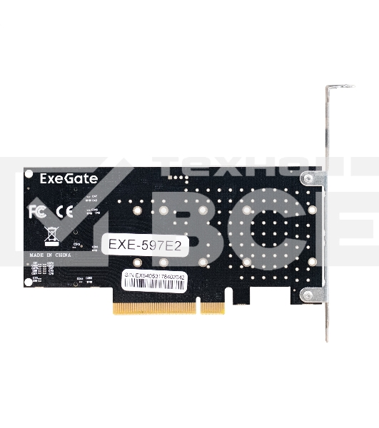 Переходник ExeGate EXE-597E2 (2 x M.2 M key -> PCI-E x8 v3.0, для установки двух SSD M.2 2230/2242/2260/2280/22110 M key NGFF в слот PCI-E, материнская плата должна быть c функции Bifurcation PCI-E)