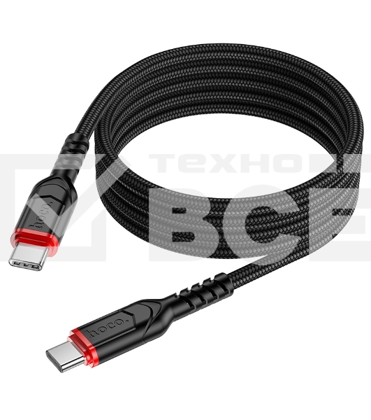 Кабель USB2.0 Hoco Type-C/Type-C, 3А, 60Вт, X59, 1м, черный, коробка