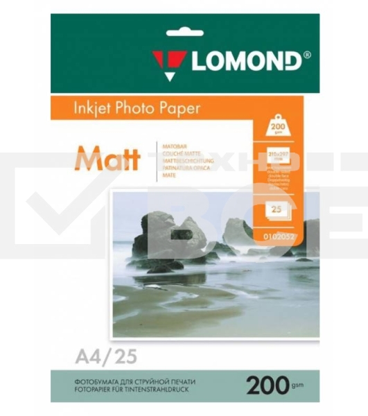 Фотобумага Lomond 0102052 A4/200г/м2/25л./белый матовое/матовое для струйной печати