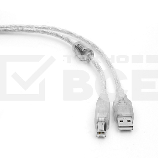 Кабель Cablexpert USB 2.0 Pro, AM/BM, 2м, экран, 2 феррит.кольца, прозрачный (CCF-USB2-AMBM-TR-2M)