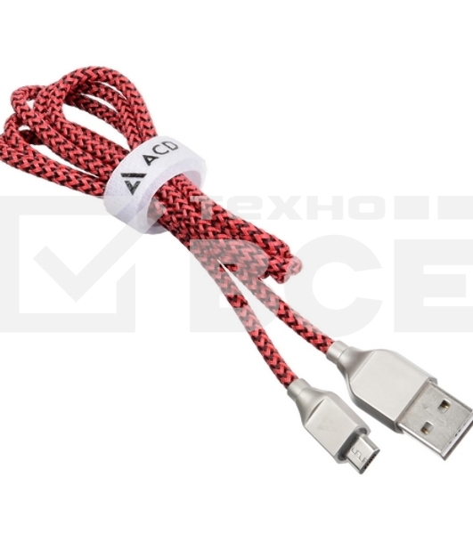 Кабель USB ACD-Titan MicroUSB ~ USB-A Нейлон, 1м, красно-черный (ACD-U927-M1R)