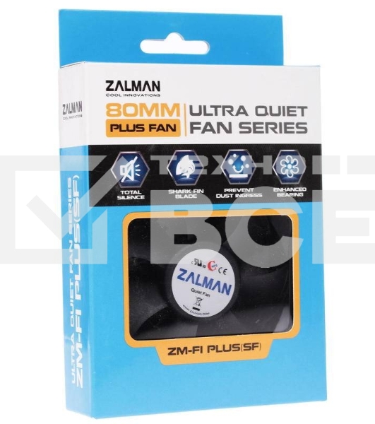 Вентилятор для корпуса Zalman ZM-F1 PLUS (SF) черный, 80 мм, 2000 об/мин, 23 дБ, 3 pin