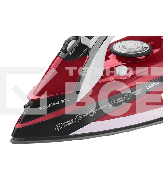 Утюг Centek CT-2344 RED 2400Вт, керамическая подошва, мощный паровой удар, самоочистка, 330мл