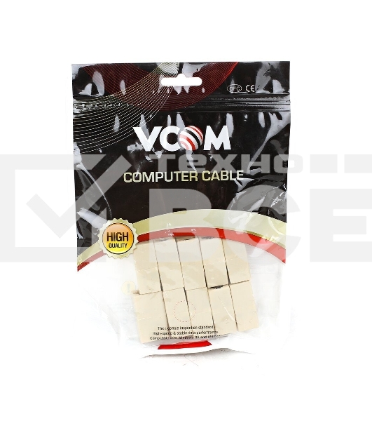 Проходной адаптер RJ45 кат.5e VCOM соединительный RJ-45/RJ-45(10 шт. в уп-ке), блистер