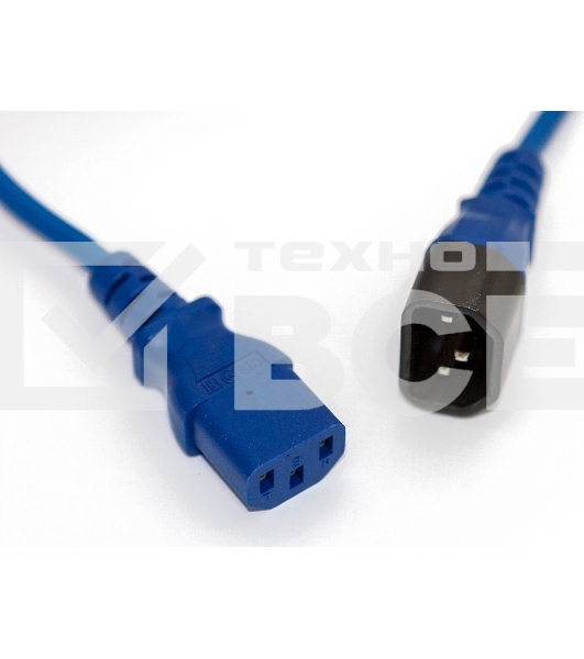 Кабель Hyperline PWC-IEC13-IEC14-0.5-BL кабель питания монитор-компьютер IEC 320 C13 - IEC 320 C14 (3x0.75), 10A, прямая вилка, 0.5 м, цвет синий