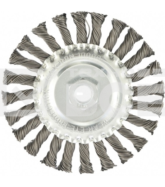 Щетка Matrix для УШМ, 125 мм, М14, Плоская, крученая проволока 0,8 мм