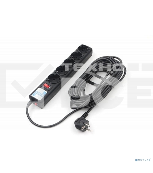 Сетевой фильтр Powercube SPG5-10M 10м (5 розеток) черный (коробка)