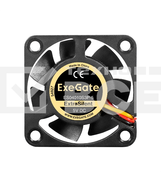 Вентилятор для корпуса ExeGate ExtraSilent ES04010S3P-5 черный, 40 мм, 4500 об/мин, 22 дБ, 3 pin