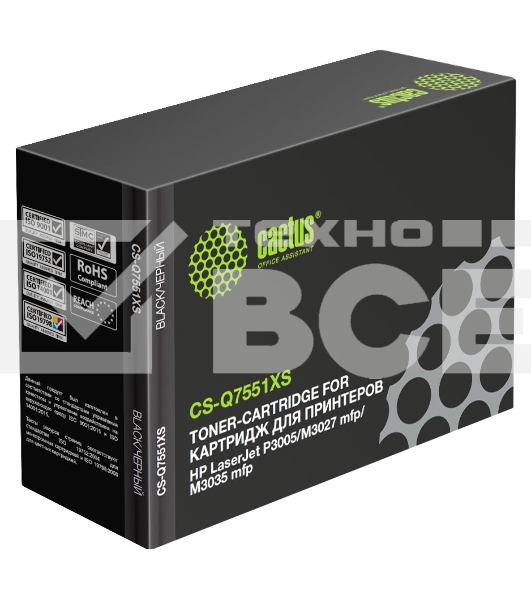 Картридж лазерный Cactus CS-Q7551XS черный (13000 стр.) для HP Laser Jet P3005/M3027/M3035