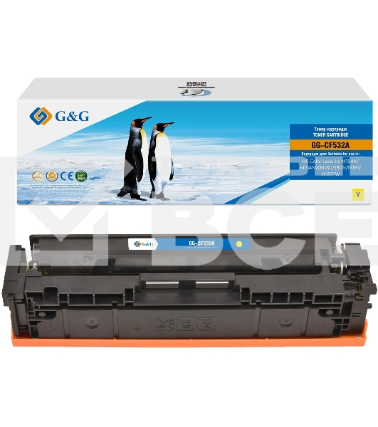 Картридж G&G, аналог HP CF532A/205A желтый 0.9k с чипом