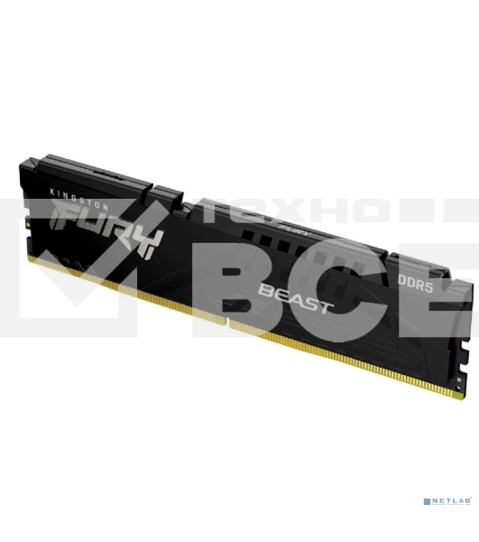 Оперативная память Kingston Fury Beast, DDR5, 16GB (1x16GB), 6000MHz, CL30, с радиатором, черный
