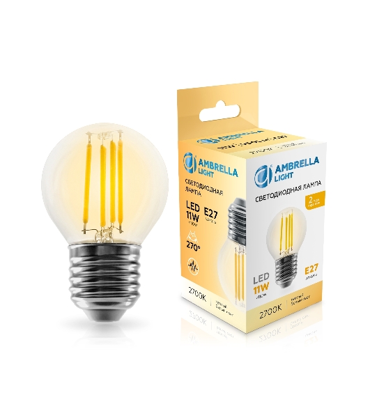 Лампа светодиодная 451123 Filament LED G45 11W E27 2700K 220-240V