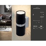 Настенный светильник FW243/2 BK/CH черный/хром GU10*2 max 12W 155*60*76, фото 1