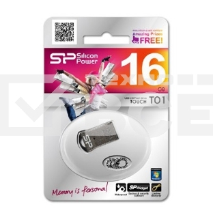 Флеш диск Silicon Power 16Gb Touch T01 SP016GBUF2T01V1K USB2.0 черный/серебристый