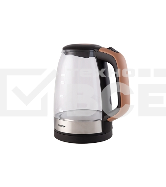 Чайник Centek CT-0065 <Beige> стекло, 1.7л 2200Вт, LED-подсветка, мерная шкала, защита от вкл б/воды