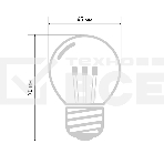 Лампа шар e27 6 LED  Ø45мм - красная, прозрачная колба, эффект лампы накаливания, фото4