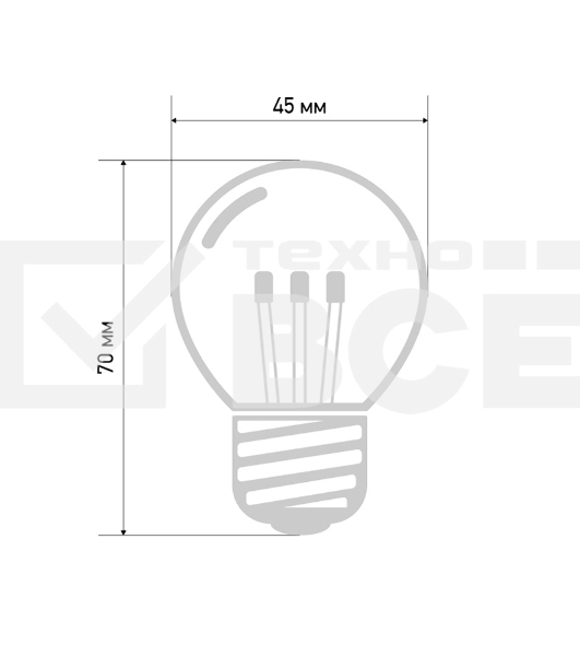 Лампа шар e27 6 LED  Ø45мм - красная, прозрачная колба, эффект лампы накаливания