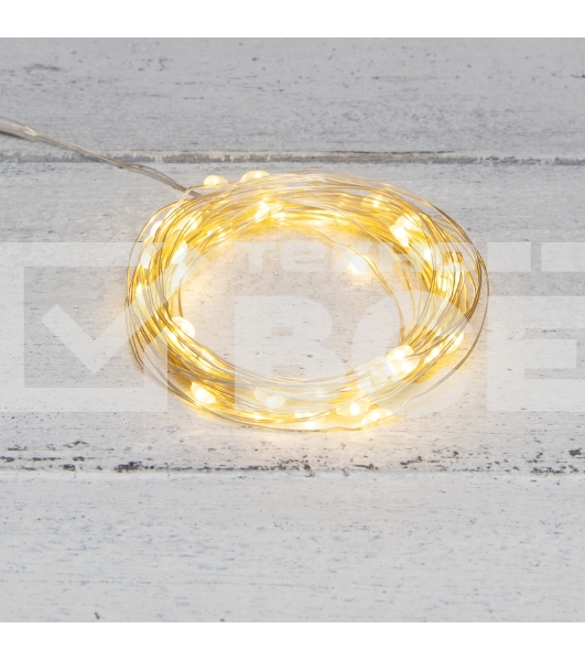 Гирлянда «Роса» 10 м, 100 LED, USB, теплое белое свечение NEON-NIGHT