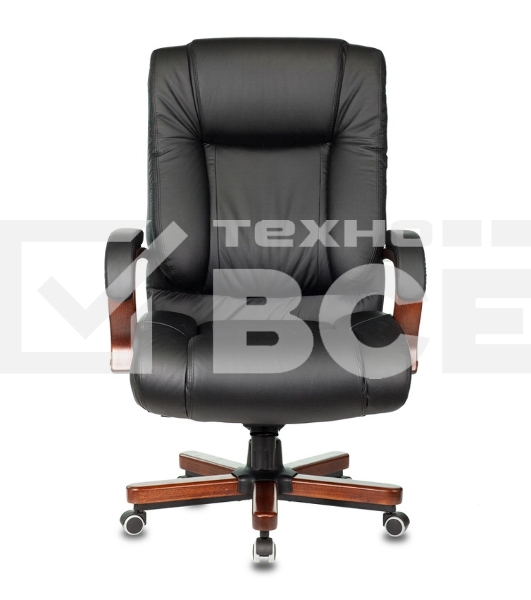 Кресло руководителя Бюрократ T-9925WALNUT/BLACK черный, кожа, крестовина дерево