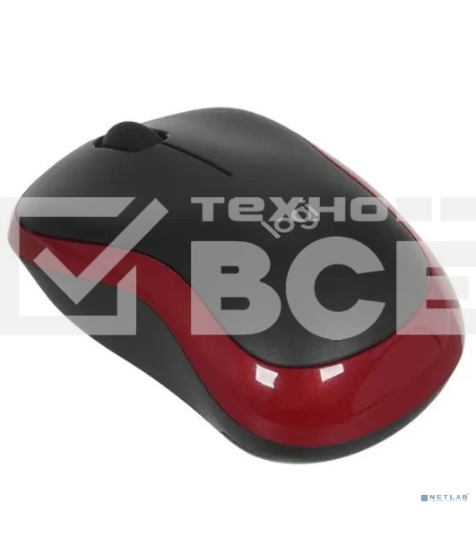 Мышь беспроводная Logitech M185, красный, 1000 dpi, радиоканал, USB, кнопки - 3